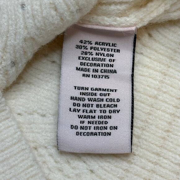 NWT Nanette Lepore Cream Pearl Bead Knit V-Neck Sweater Womens Large L Coquette - Picture 9 of 10